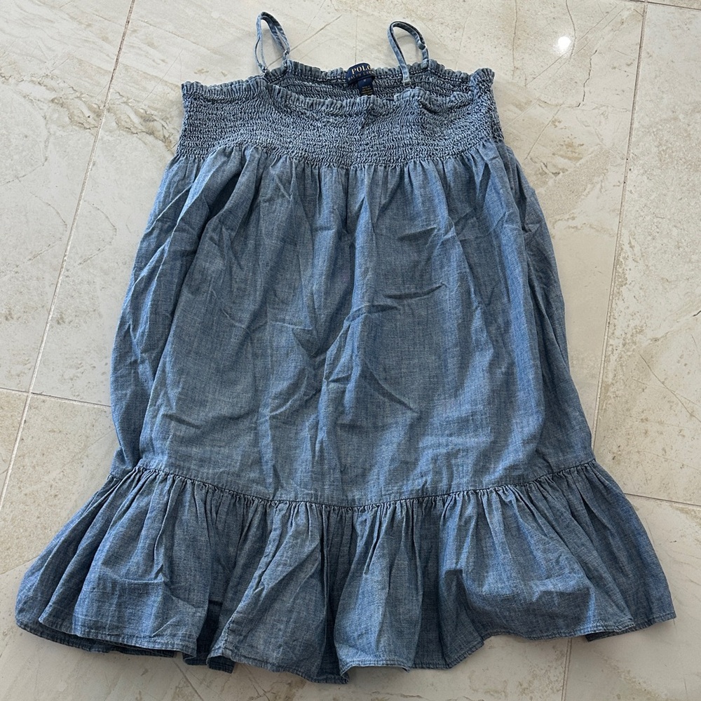 Polo, Ralph Lauren Blue Kids Sleeveless ruffle dress